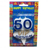 Свеча цифра "50" синяя